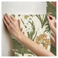 Sale Kirklands Home Botanical Villa Peel & Stick Wallpaper Ivory