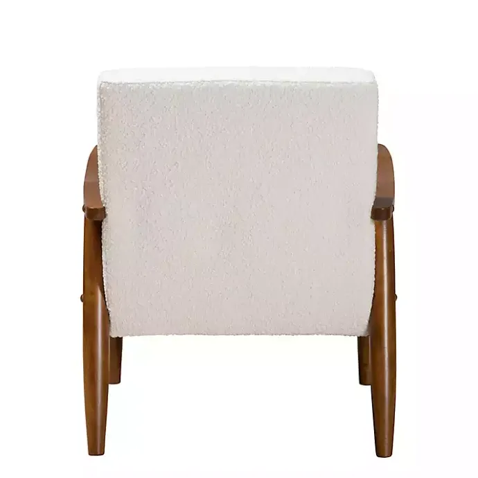 Discount Kirklands Home Boucle & Wood Frame Accent Chair Ivory
