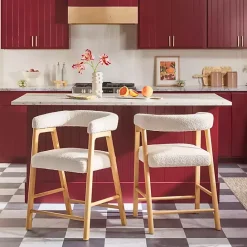 Clearance Kirklands Home Boucle Curved Back Ezra Counter Stool Ivory