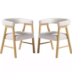 Best Kirklands Home Boucle Curved Ezra Dining Chairs, Set of 2 Ivory