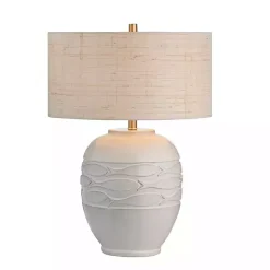 Kirklands Home Ivory Carved Fish Ceramic Table Lamp