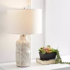 Clearance Kirklands Home Ivory Carved Wood Dianne Table Lamp White