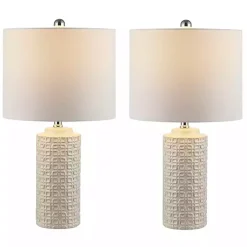 Sale Kirklands Home Ceramic Motif Table Lamps, Set of 2 Ivory