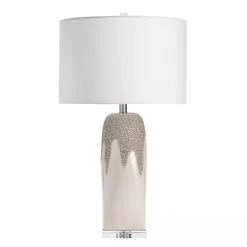 Kirklands Home Ivory Ceramic Textured Base Table Lamp White
