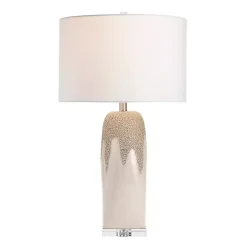 Kirklands Home Ivory Ceramic Textured Base Table Lamp White