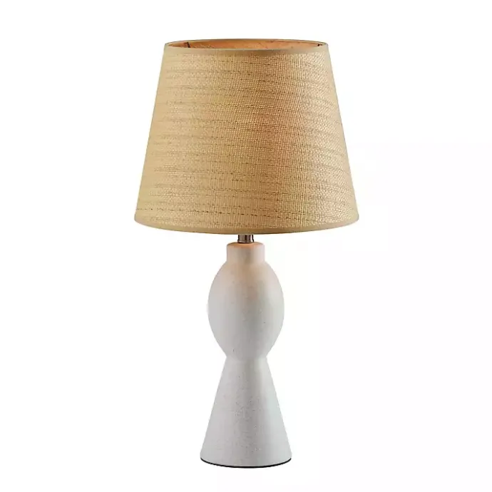 Outlet Kirklands Home Ivory Ceramic Woven Rat Shade Table Lamp Tan