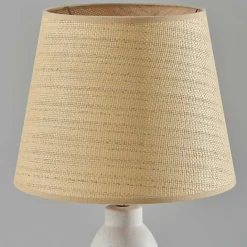 Outlet Kirklands Home Ivory Ceramic Woven Rat Shade Table Lamp Tan