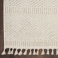 Hot Kirklands Home Chevron Diamond Tasseled Area Rug, 7x10 Ivory