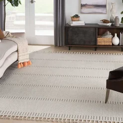 Hot Kirklands Home Chevron Diamond Tasseled Area Rug, 7x10 Ivory