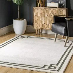 Kirklands Home Ivory Classic Border Area Rug, 5x7