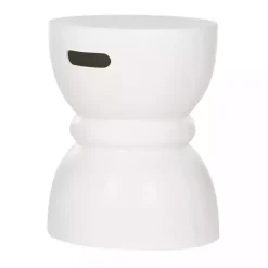 Discount Kirklands Home Drum Accent Table with Handles Ivory
