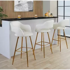 Online Kirklands Home Faux Leather Marge Bar Stools, Set of 2 Ivory