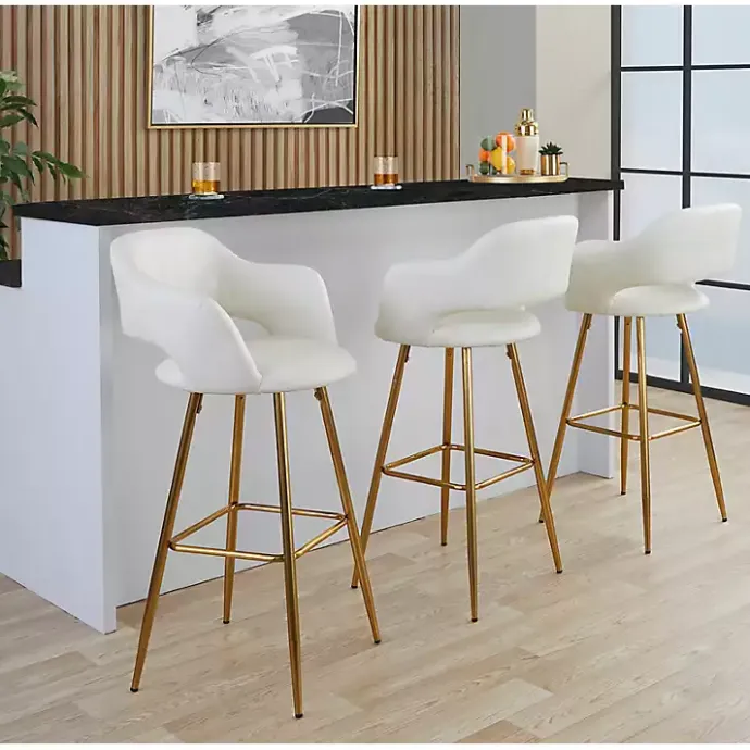 Online Kirklands Home Faux Leather Marge Bar Stools, Set of 2 Ivory