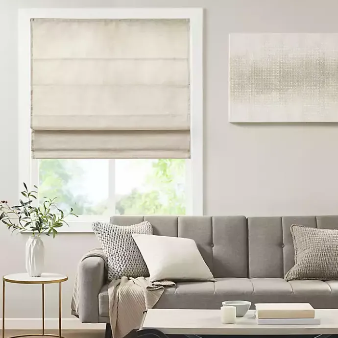 Best Kirklands Home Faux Silk Room Darkening Roman Shade, 27 in. Ivory