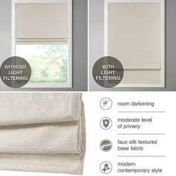 Best Kirklands Home Faux Silk Room Darkening Roman Shade, 27 in. Ivory