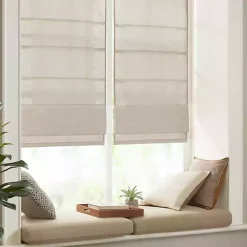New Kirklands Home Faux Silk Room Darkening Roman Shade, 31 in. Ivory