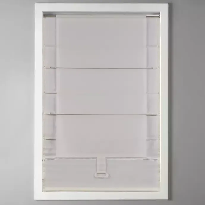 New Kirklands Home Faux Silk Room Darkening Roman Shade, 31 in. Ivory
