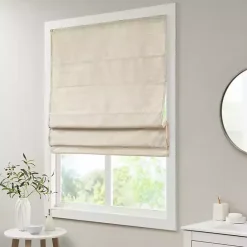 New Kirklands Home Faux Silk Room Darkening Roman Shade, 33 in. Ivory
