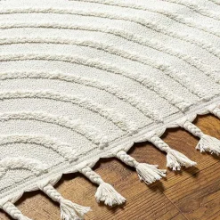 Clearance Kirklands Home Geometric Lines Tassel Area Rug, 6x9 Ivory