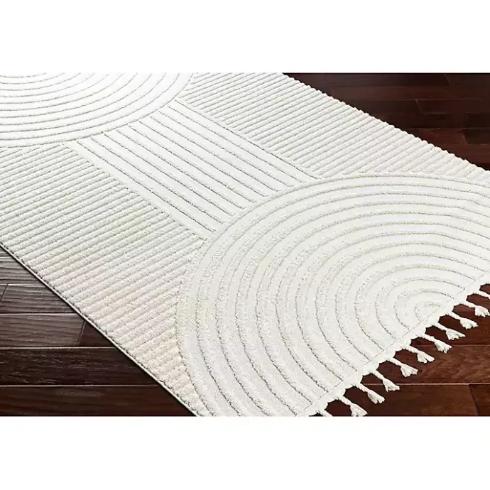 Clearance Kirklands Home Geometric Lines Tassel Area Rug, 6x9 Ivory