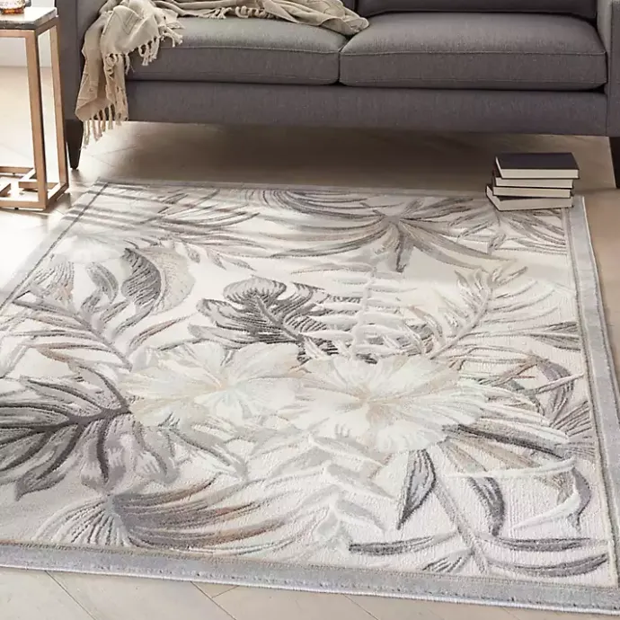Discount Kirklands Home Ivory Grand Leaf Coastal Area Rug, 5x7