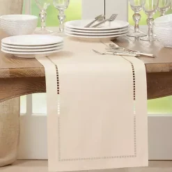 Outlet Kirklands Home Ivory Hemstitch Border Table Runner White