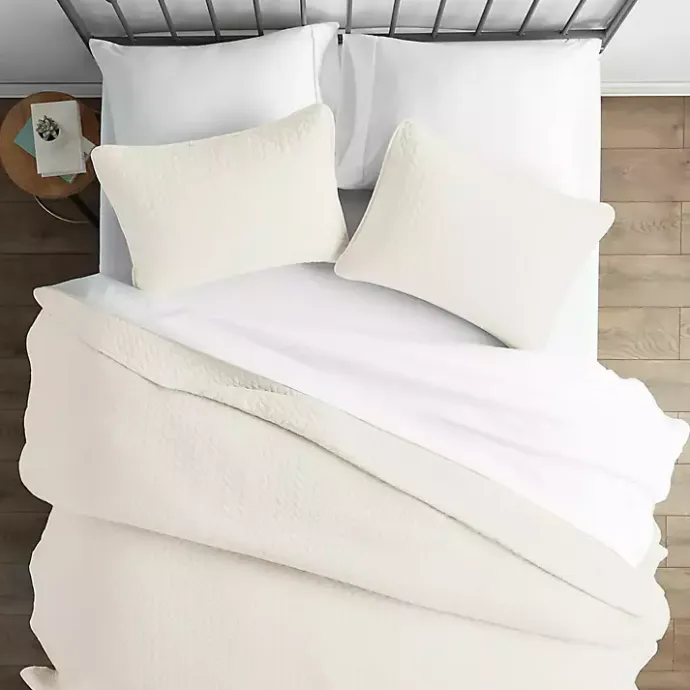 Clearance Kirklands Home Herringbone Quilted 3-pc. Queen Coverlet Set Ivory