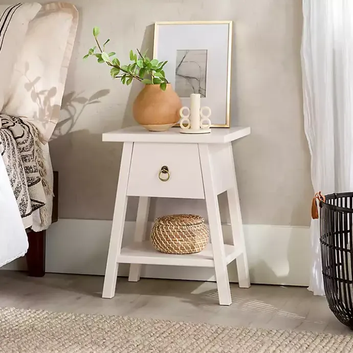 Hot Kirklands Home Japandi Pull-Ring Accent Table Ivory