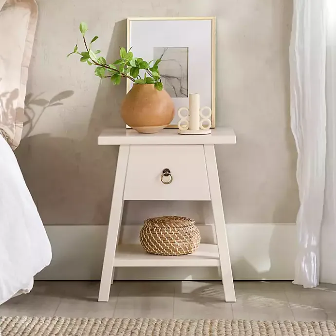 Hot Kirklands Home Japandi Pull-Ring Accent Table Ivory
