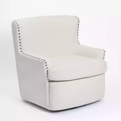 Online Kirklands Home Nailhead Wingback Swivel Accent Chair Ivory