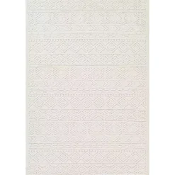 Outlet Kirklands Home Ivory Raised Diamond Stripes Area Rug, 8x10 White