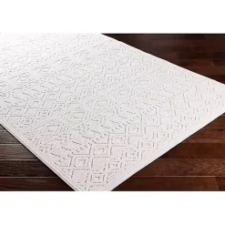Outlet Kirklands Home Ivory Raised Diamond Stripes Area Rug, 8x10 White
