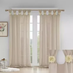 Best Kirklands Home Rosette Tab Top Curtain Panel, 84 in. Ivory