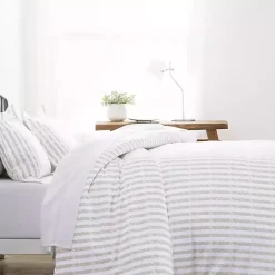 Online Kirklands Home Rugged Stripes Puffed 3-pc. Queen Duvet Set Ivory
