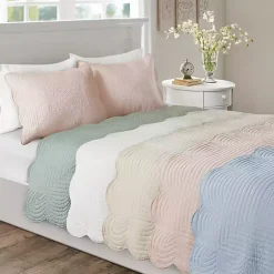 Hot Kirklands Home Scalloped Monica 3-pc. Queen Coverlet Set Ivory