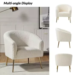 Discount Kirklands Home Sherpa Venice Accent Chair Ivory