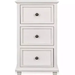 New Kirklands Home Slim Wooden 3-Drawer Side Table Ivory