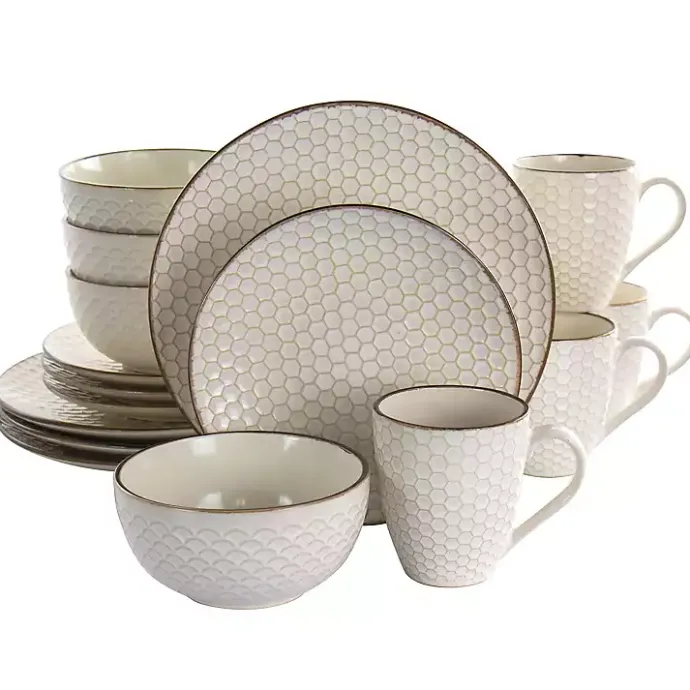 Outlet Kirklands Home Stoneware Texture 16-pc. Dinnerware Set Ivory