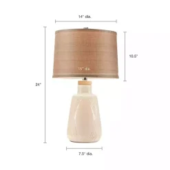 Online Kirklands Home Ivory Textured Ceramic Boho Table Lamp Brown