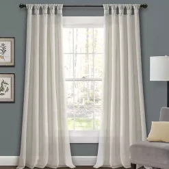 Sale Kirklands Home Top Knotted Burlap Curtain Panel Set, 95 in. Ivory