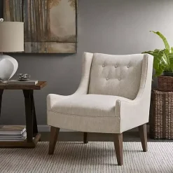 Online Kirklands Home Tufted Curved Accent Chair Ivory