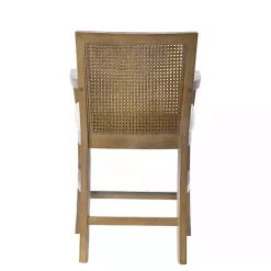 Hot Kirklands Home Upholstered Cane Backrest Counter Stool Ivory