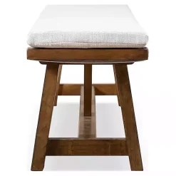 Clearance Kirklands Home Upholstered Rustic Wood Katie Dining Bench Ivory