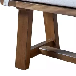 Clearance Kirklands Home Upholstered Rustic Wood Katie Dining Bench Ivory