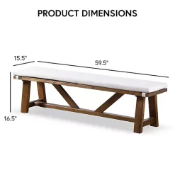 Clearance Kirklands Home Upholstered Rustic Wood Katie Dining Bench Ivory