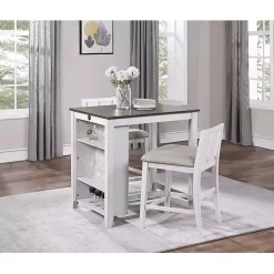 Discount Kirklands Home USB Counter Table and Stools, Set of 3 Ivory