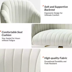 Kirklands Home Velvet Swivel Jacyln Office Chair Ivory