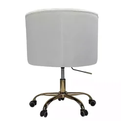 Clearance Kirklands Home Velvet Tufted Golden Leg Swivel Office Chair Ivory