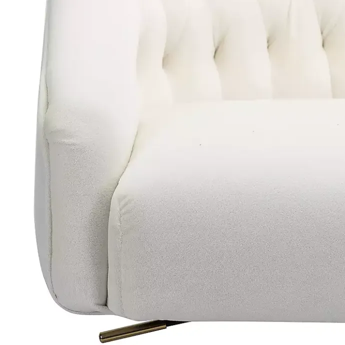 Clearance Kirklands Home Velvet Tufted Golden Leg Swivel Office Chair Ivory