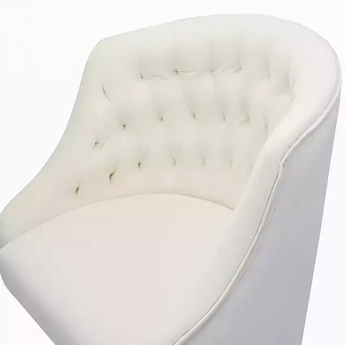 Clearance Kirklands Home Velvet Tufted Golden Leg Swivel Office Chair Ivory
